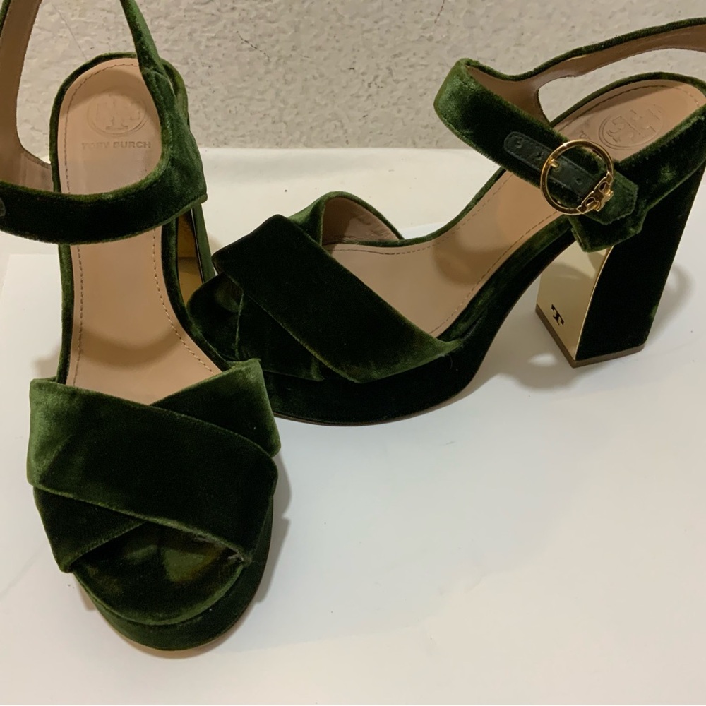 Tory Burch Loretta Velvet Platform Sandals 7 M - Picture 6 of 14